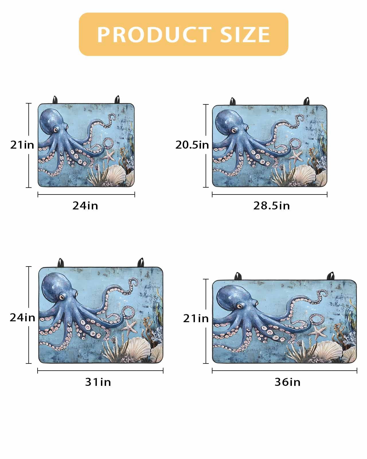 nqOlkjepod Large Induction Cooktop Protector Mat 24"x21", Octopus Stove Top Covers for Electric Stove, Blue Ocean Coastal Starfish Shell Coral Retro Stove Burner Cover Mats, Glass Top Stove Cover
