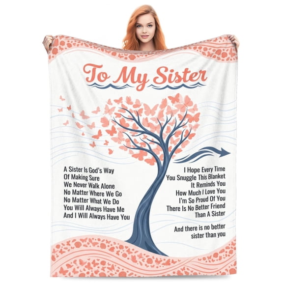 Sister Throw Blanket, Best Sister Gift, Birthday Christmas Valentine Present for Sister, Soft Flannel Blanket for Women 50x40