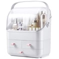 thumbnail image 1 of SUNFICON Preppy Organizadores para el cuidado de la piel Organizador de maquillaje Caja de almacenamiento de cosméticos de belleza Vitrina grande Cubierta sin polvo Asa portátil 2 cajones espaciosos R, 1 of 5