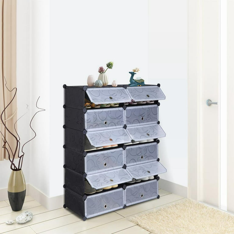 Ktaxon Portable 36 Cubes 12 Tiers 72 Pairs Shoe Storage Cabinet Shoe Rack  Shelf Closet Organizer for Entryway Hallway Bedroom Living Room, White  Finish - Walmar…