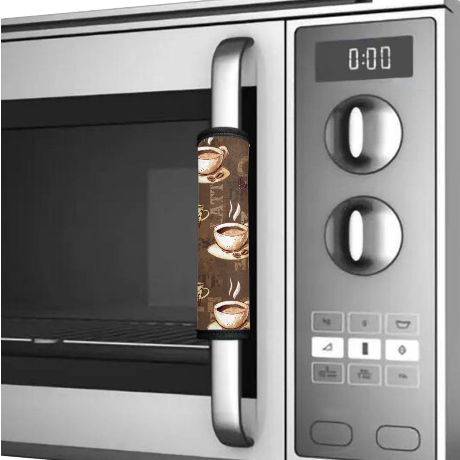 SEANATIVE 6 PCS Refrigerator Door Handle Covers Washable Keep Kitchen Appliances Clean from Food Stain, Smudges Fingertips Fridge Oven Home Decorations, Coffee Bean Print Brown