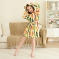 thumbnail image 3 of FORMRS Niños Bathrobe Unisex Hooded Robe Soft Plush Pajamas Sleepwear, Size 2-3T, Green Retro Autumn Leaves, 3 of 7