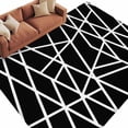 thumbnail image 2 of 8x10 Washable Area Rug, Modern Themed Non-Slip Extra Large Rectangle Rug for Living Room Bedroom, Irregular Black Shapes White Lines Pattern Indoor Floor Mat for Home Decor, 2 of 9