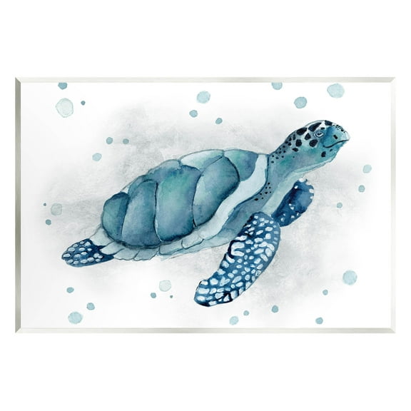 Stupell Industries Blue Happy Turtle Bubbles Graphic Art Unframed Art Print Wall Art, Design by Janet Tava