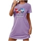 thumbnail image 2 of Camisón corto de talla grande para mujer, camisón de manga corta con estampado de pecho a la moda, camisón para mujer, 2 of 7