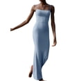 thumbnail image 3 of Txlixc WFaldas largas de tirantes de verano para mujeres, faldas de lazo cuadrado de pasta sólida para clubes de fiestas Txlixc moda, 3 of 6
