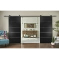 thumbnail image 3 of Sturdy Double Barn Door with | Planum 0020 Matte Black | 13FT Rail Hangers Heavy Set | Solid Panel Interior Doors-60" x 80" (2* 30x80)-Black Rail, 3 of 6
