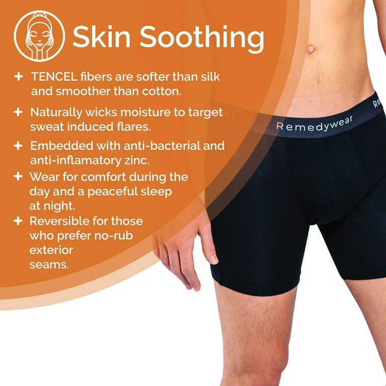 Remedywear Men's Boxer Briefs, Jock Itch, Allergy, Eczema Relief Underwear  with Soothing Fibers, TENCEL and Zinc (Black, Small)