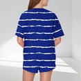 thumbnail image 3 of Viluyesy Round Neck T-Shirt and Shorts 2PC for Women Printed Tops Elastic Waist Short Pants Sets Relaxed Stripe Shirt and Shorts Sets Two PC Blue Size L, 3 of 5