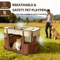 thumbnail image 3 of Portable Foldable Pet Playpen Collapsible Crates Kennel Playpen for   and  &Travel playpen Outdoor or Indoor (Large(35.4" L x 27.6" W x 23.6" H), Brown), 3 of 5