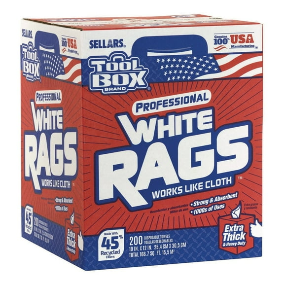 Sellars 58202 1-Ply 9.8 x 12 TOOLBOX Rags - White (6/Carton)