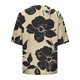 thumbnail image 4 of Xuyuer Linen-Look Printed V-Neck 3/4 Sleeve Shirt - Women's Roll-Tab Sleeve Blouse for Coastal Weekend Getaways, Art Gallery Openings, and Effortlessly Tailored Bohemian Chic Top, 4 of 5