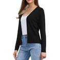 thumbnail image 4 of Suéter cárdigan casual INSPIRE CHIC para mujer, de frente abierto, de manga larga, con peplum, tejido, color negro, 4 of 6