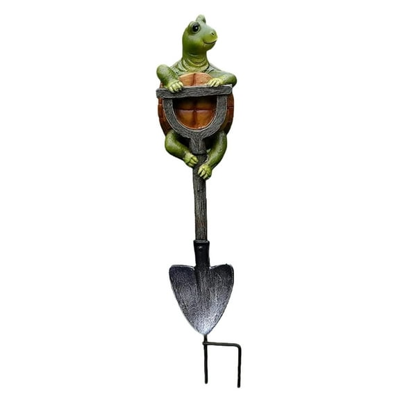 Garden Statue Outdoor Resin Sculpture Zen Figurine Animal Ornament with Shovel for Yard Patio Backyard Pots