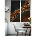 thumbnail image 4 of Brown Marble Sheer Curtains 72 Inch Length 2 Panels Set, Gold Abstract Vintage Modern Ombre Art Voile Window Treatment Rod Pocket Curtains Sheers Drapes for Bedroom/Living Room/Kitchen 52"x72"x2, 4 of 7