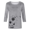 thumbnail image 4 of Pxiakgy Womens Tops Dandelion Print 3/4 Sleeves Crew Neck Shirts Loose Fit Cute Graphic Tees Causal Blouse Casual Boho Clothing Plush Collar Cuffs Christmas Print Loose Long Sleeved T Shirt Grey M, 4 of 4