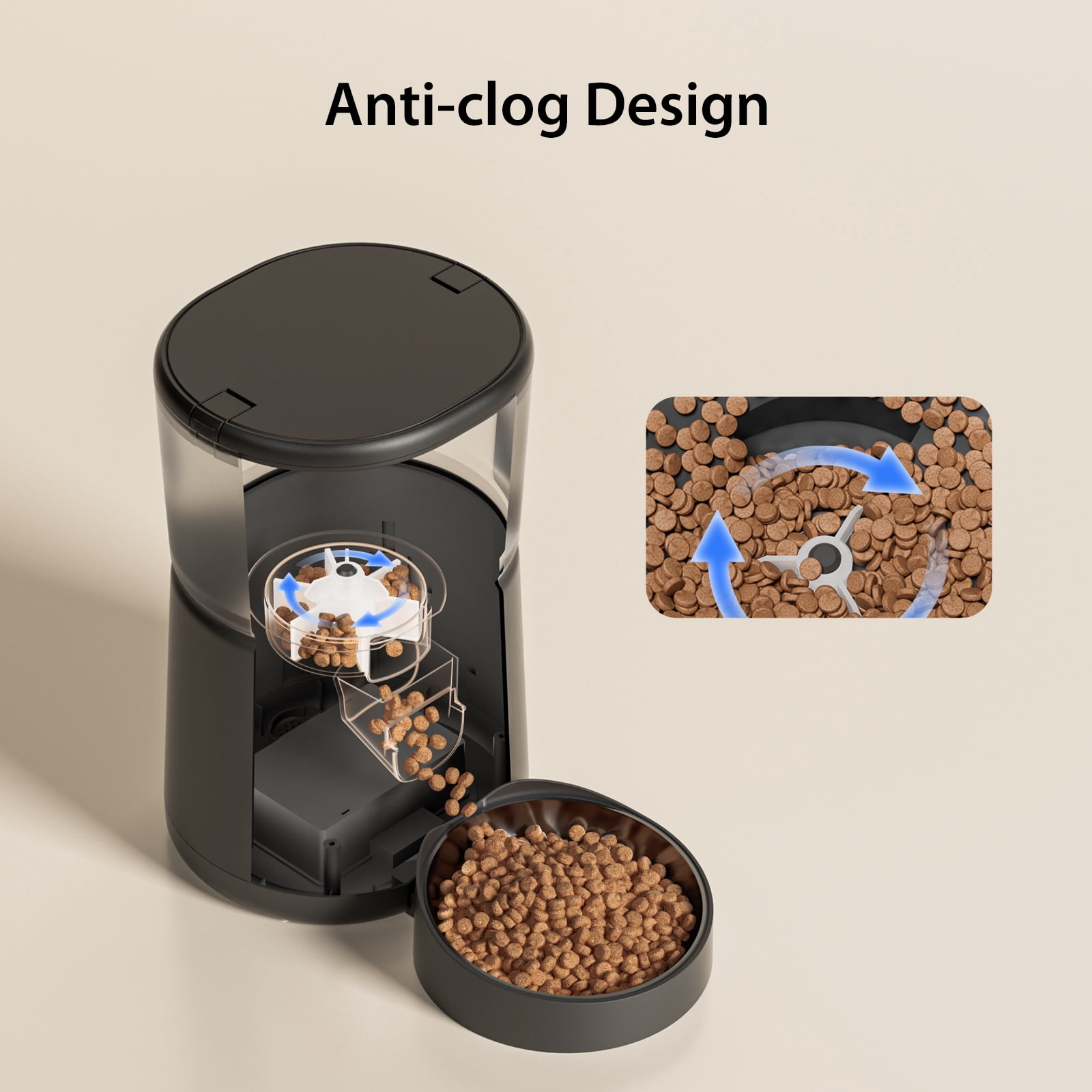 Automatic Cat Feeders, 3L Timed Cat Food Dispenser with Clog-Free Design, Dog Pet Feeder
