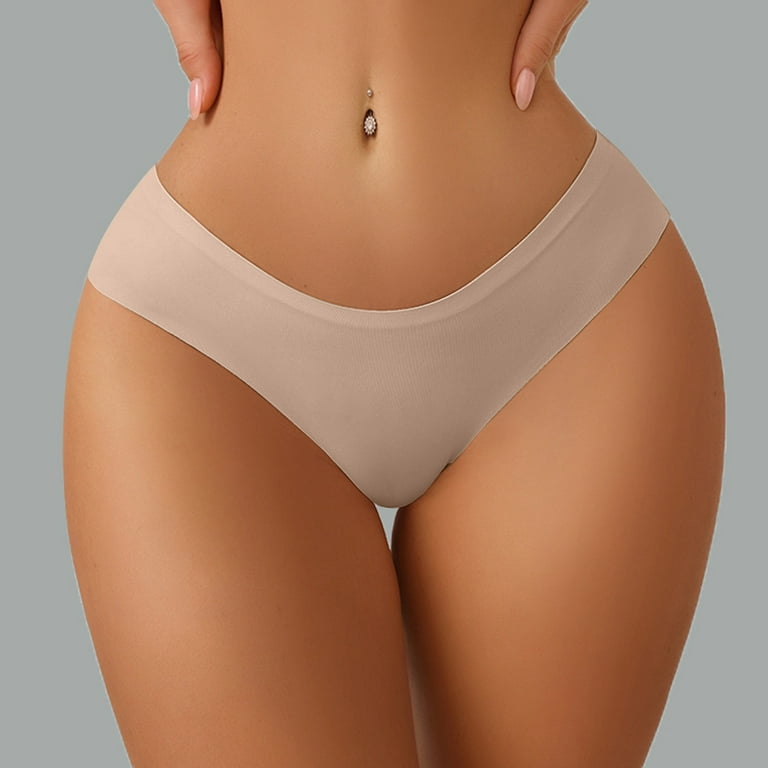 Lopecy-Sta Women's Sexy Lingerie Solid Color Seamless Briefs Panties Thong  Underwear Deals Clearance Womens Underwear Period Underwear for Women Beige