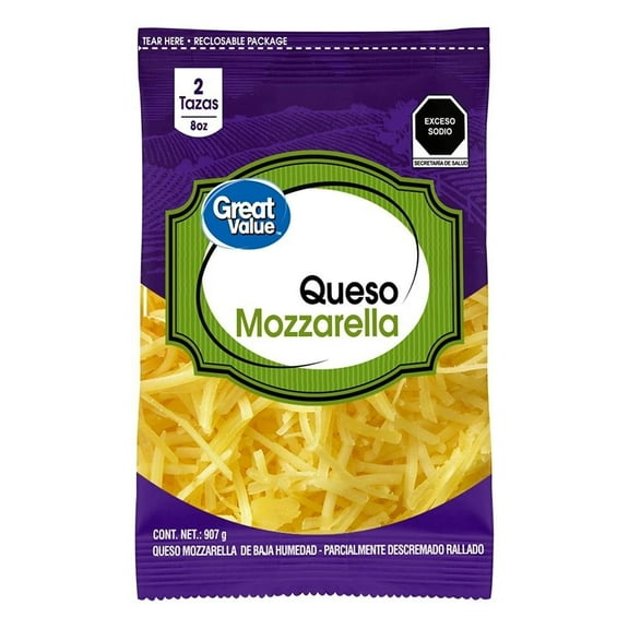 Queso Great Value rallado mozzarella 907 g        