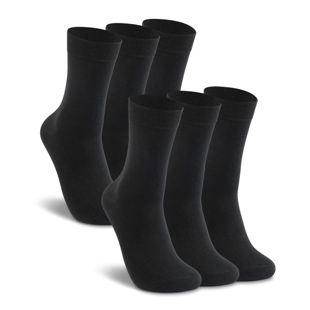 LIXIA Calcetines finos de lana merino para mujer Calcetines de vestir suaves multicolores Calcetines casuales cálidos y transpirables (6 pares - Negro)