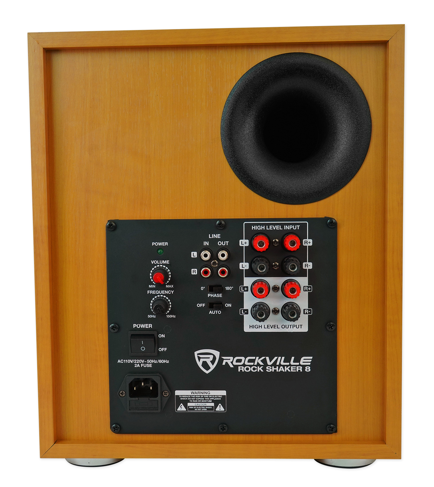 Rockville Bluetooth Home Receiver+(4) 6.5" Wood Bookshelf Speakers+8" Subwoofer + Rockville R14GSBR100 Red/Blk 14 Gauge 100' Ft. Mini Spool Car Audio Speaker Wire