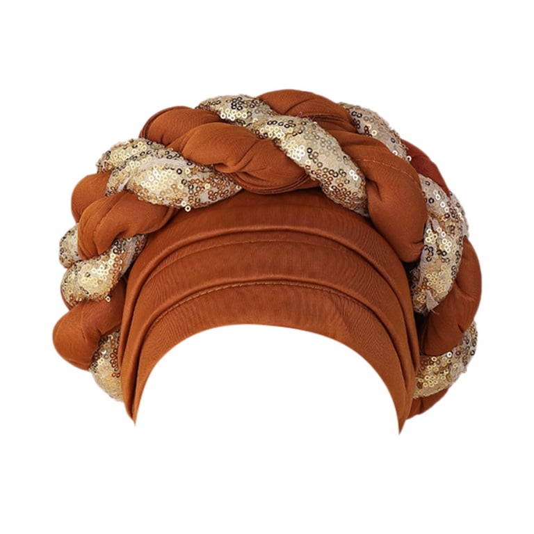 AKEGAMN Women Beading Braid Muslim Sleep Cap Satin Lined  display picture 1