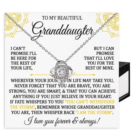 Granddaughter From Grandparents To My Granddaughter Necklace With Heartwarming Message Card Birthday, Graduation, Thoughtful Keepsake Jewelry From Grandma Or Grandpa #458, Gold Love Knot Necklace