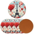 thumbnail image 2 of Valentine's Day 6PCS Round Coasters Microfiber Leather 11x11 cm/4.3x4.3 in - Set of 6 Drink Coasters for Home and Bar Use - & Easy to Clean Beverage Coasters Pack, 2 of 6