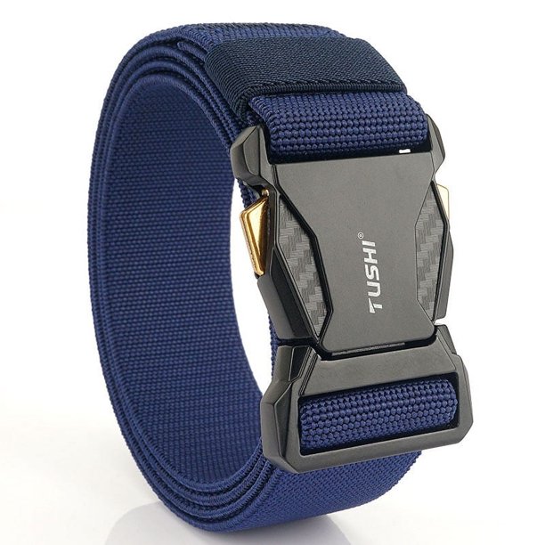Cinturón de nailon con hebilla de liberación rápida táctica, cinturón elástico tejido para hombre, cinturón para pantalones y overoles, diseño sin agujeros