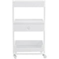 thumbnail image 3 of BarberPub Utility Cart with Lockable Wheels, Trolley Cart with Storage Drawer, 3 Shelves, 3 of 9