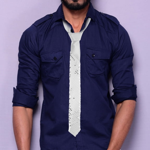 MEIBUTYUP Metallic Sequin Necktie Party Accessory, Festival Costume Tie for Men and Women, Punk Style Decoration