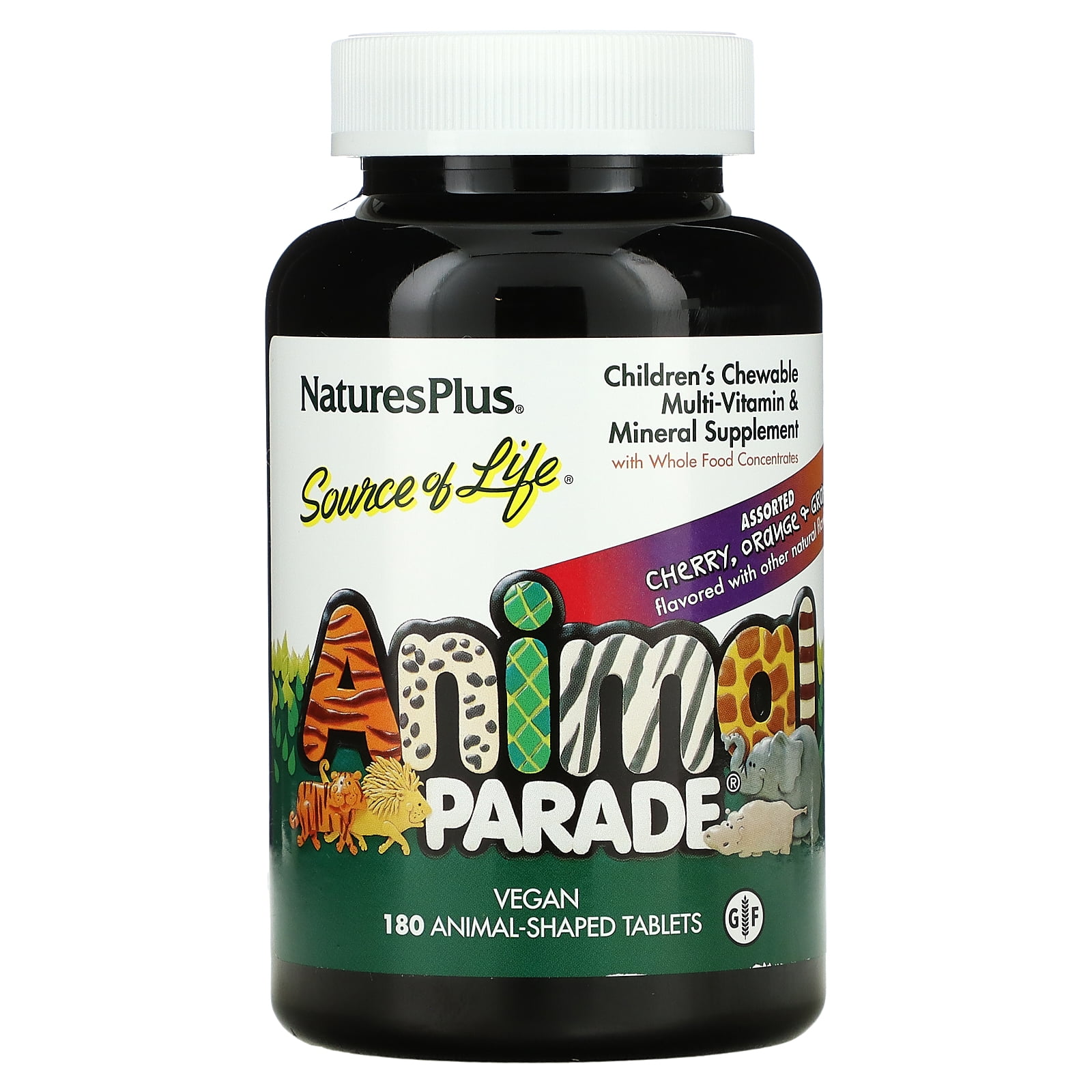 Nature's Plus Source of Life, Animal Parade, Children's Chewable Multi-Vitamin & Mineral Supplement, Assorted, 180 Animal-Shaped Tablets