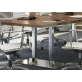 thumbnail image 6 of 8ft - 24ft Modern Conference Boat-Shaped Table with Metal Bases, Boardroom Meeting Room Office, Wood & Brushed Aluminum Metal (14ft w/ 3 Power Modules, Mahogany), 6 of 7
