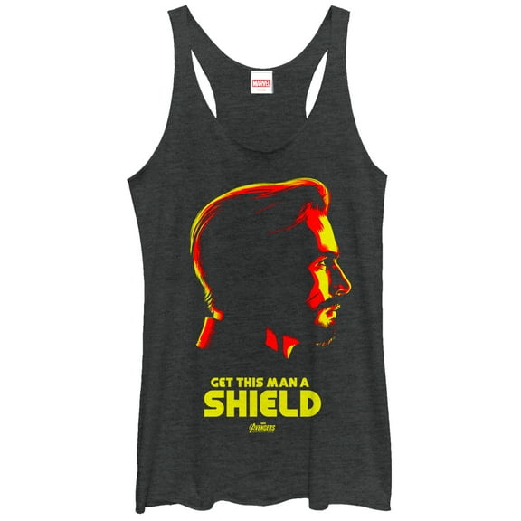 Women's Marvel Avengers: Infinity War Captain Shield  Racerback Tank Top Black Heather 2X Large