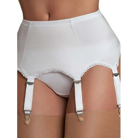 

CenturyX Women s Mesh Garter Belt High Waist Suspender Belt with Six Metal Clips Garter Belts for Womens Stockings/Lingerie White M