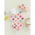 thumbnail image 4 of Genuiskids 3pcs Toddler Infant Baby Girls Swimwear Doughnut Print Asymmetric Strappy Tops Pantie Headband Swimsuit 6M-3T, 4 of 8
