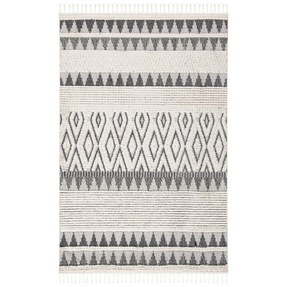 SAFAVIEH Marrakesh Bernadette Southwestern Polyester Area Rug, Ivory/Blue, 4' x 6'