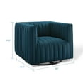 thumbnail image 4 of Tufted Armchair Accent Chair, Fabric, Navy Blue, Modern Contemporary Urban Design, Living Lounge Room Hotel Lobby Hospitality, 4 of 10