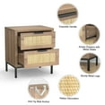 thumbnail image 3 of Eumyviv Farm House Night Stand with 2 Rattan Drawers, Wood Bedside Storage Cabinet, Oak Finish, 3 of 13
