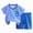 D-Blue, variant on Xudanell Boys Summer Outfits Cotton Stripe Family Short Set Matching Outfits 2 Piece Set