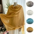 thumbnail image 3 of LYMAYTER Summer Simple Shawl Solid Color Sunscreen Large Size Beach Shawl Super Thin Tassel Trim Protection Scarf, 3 of 6