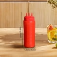 thumbnail image 3 of TINGXIN Triple-Nozzle Plastic Squeeze Bottle, 300ml Multi-Hole Condiment Dispenser with Scale Mark, Reusable Ketchup and Salad Dressing Container, Leakproof Kitchen Sauce Squeezer, Red 1PC, 3 of 8
