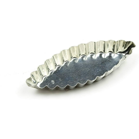 Allied Metal BARF4150 Fluted Barquette Oval Boat Baking Mold, Heavy Tin, 4-3/4 by 2 by 1/2-Inch