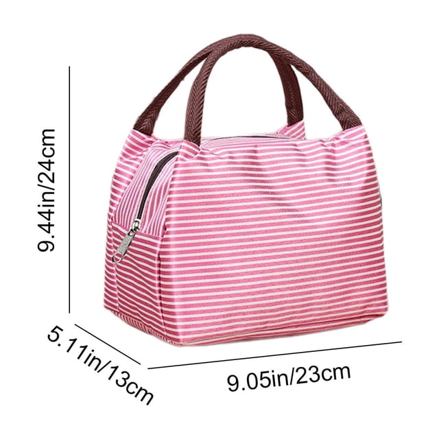 yulier Lunch Bag for Women Men, Large Capacity Insulated Lunch Box Containers Handbag for Adult, Reusable Lunch Tote Bag Striped Bento Box Bag for Work, Picnic or Travel