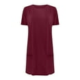 thumbnail image 4 of RQYYD Women's Plus Size Tops Summer Short Sleeve Crewneck Long Tunic Tops Casual Solid Oversized Shirt Blouse to wear with leggings with Pockets(Wine,5XL), 4 of 5