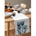thumbnail image 3 of Table Runner Dresser Scarf 13 x 70 Inch Abstract Green Tulip Ray White Table Runners Non-Slip Heat Kitchen Dining Table Decor for Kitchen Farmhouse Indoor Outdoor Home Party, 3 of 7