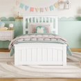 thumbnail image 2 of Becket Twin Wood Low Profile Platform Bed with Matching Footboard in White, 2 of 13