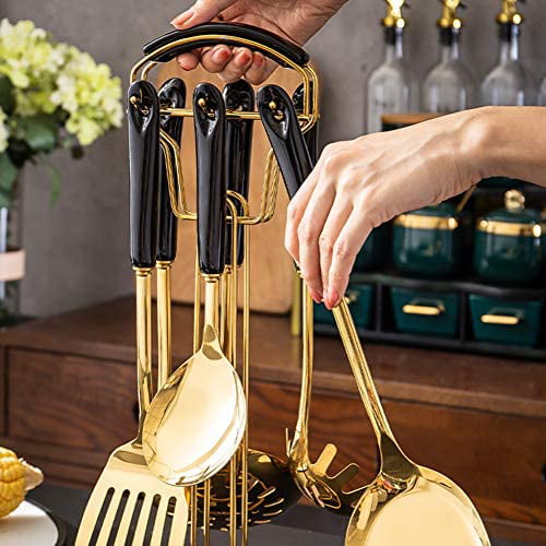 Rose Gold Household Table Spoon FUZHA 304 Stainless Steel Soup Spoon Thickened Restaurant Supplies Kitchen Tool Tablespoon Cooking Tool Set 