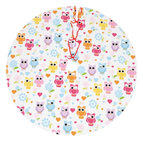 Rateoe Cute Owl Print Christmas Tree Skirt 30" for Xmas Holiday New Year Party Circle Tree Mat Ornaments Decoration
