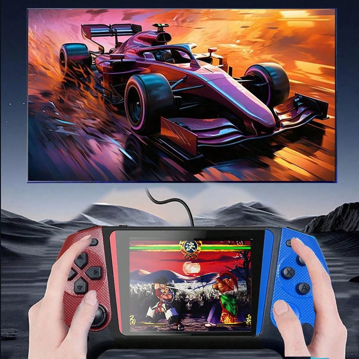 Shixing Project X Red and Blue Pocket Gaming Console 4.3-inch HD IPS Screen 64GB 1-Pack
